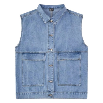 Férfi BF-stílusú denim mellény tavasz-őszre, laza szabás, ujjatlan, munkaruházat.
