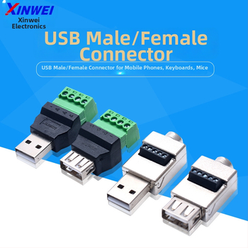 Bez spájkovania USB zásuvka, pár USB samica-samec, 16-pólový pre zapojenie telefónov, klávesníc a myší