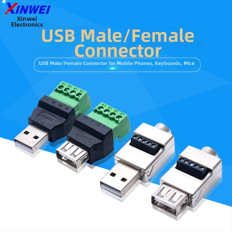 Bez spájkovania USB zásuvka, pár USB samica-samec, 16-pólový pre zapojenie telefónov, klávesníc a myší