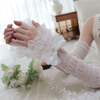 Čipkasti rukavice sa mašnicom za zaštitu od sunca, šifonska mreža, tanke Ice Silk, dugačke svadbene rukavice Lolita stil