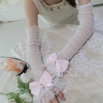 Čipkasti rukavice sa mašnicom za zaštitu od sunca, šifonska mreža, tanke Ice Silk, dugačke svadbene rukavice Lolita stil
