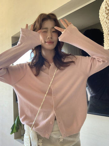 The Limon Lemon Green Tea Női kötött kardigán, kerek nyakú, 2026 tavasz, könnyű és sokoldalú munka viseléséhez