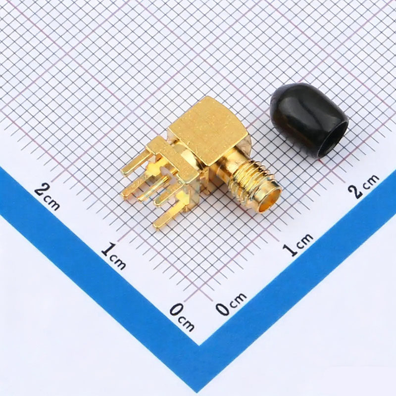 HL-SMA-KWHD1/KYHDC6 Ženský RF koaxiálny konektor, PCB montáž, ohnutý typ, pozlátená mosadz