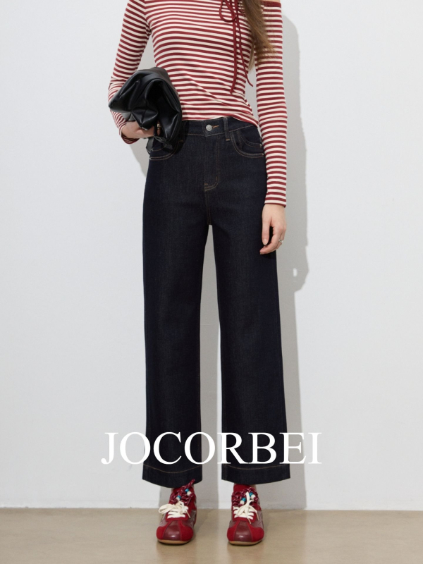 Jocorbei Ženske traperice s visokim strukom, uski kroj, cropped dužine, ravne nogavice