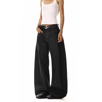 Ženske denim hlače u američkom retro stilu, lagan kroj, visok pas, široke nogavice