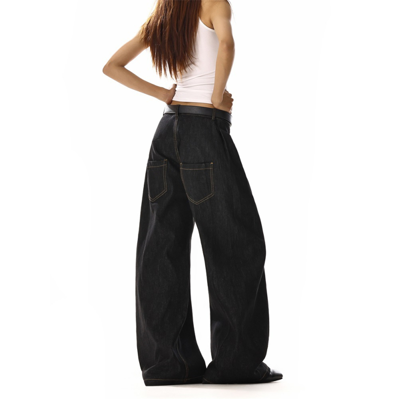 Ženske denim hlače u američkom retro stilu, lagan kroj, visok pas, široke nogavice