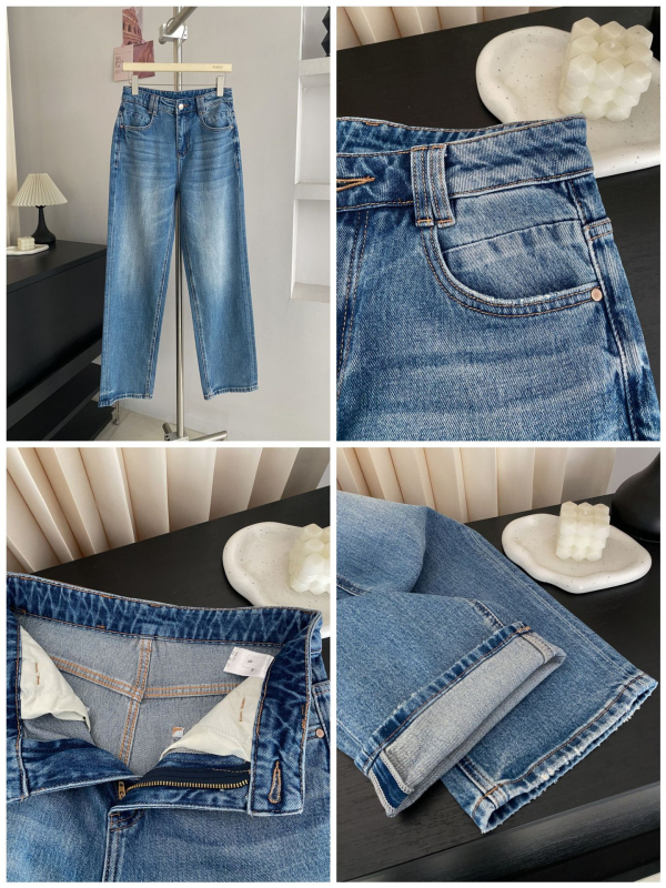 GAGD Ženske uske traperice s ravnim krojem, visokim strukom, plave retro denim, veličina 26