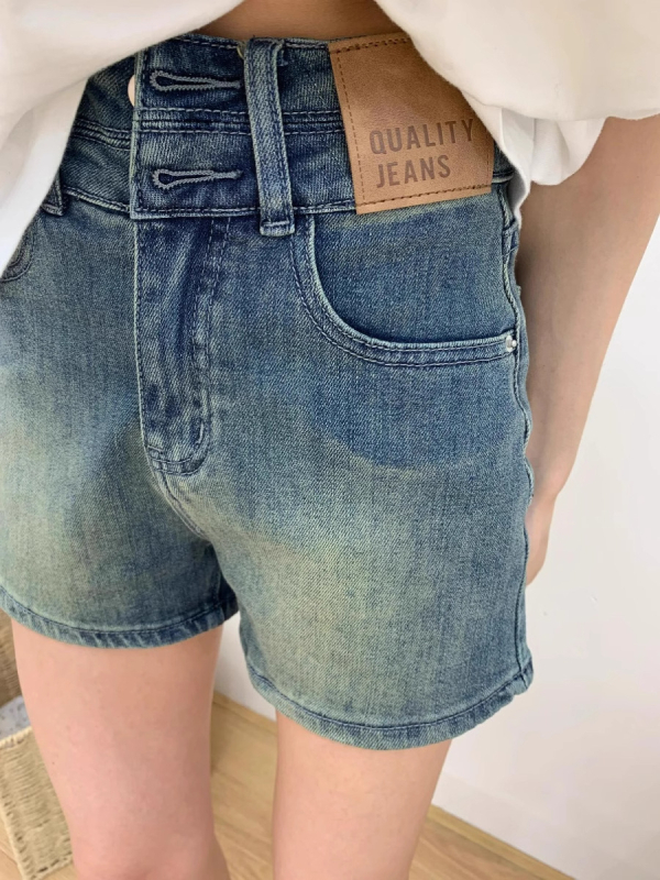 Ženske džins šorts u plus veličini, retro stil, visok pojas, ravni kroj, ljeto 2025