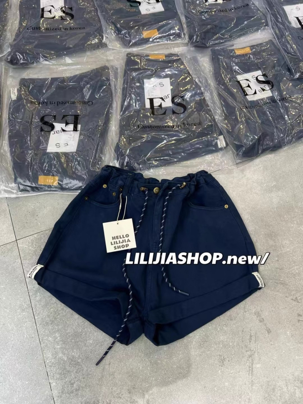 Ženske denimske šorts s visokim strukom, vrpcom i elastičnim pojasom, širokih krojeva, casual stil