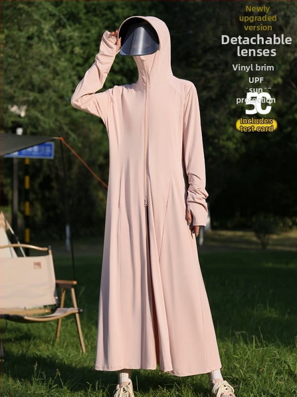 Дълга дамска наметалка за слънце с UV защита UPF50+, лятна дишаща Ice Silk тънка наметалка