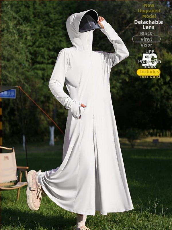 Дълга дамска наметалка за слънце с UV защита UPF50+, лятна дишаща Ice Silk тънка наметалка