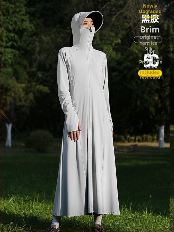 Дълга дамска наметалка за слънце с UV защита UPF50+, лятна дишаща Ice Silk тънка наметалка