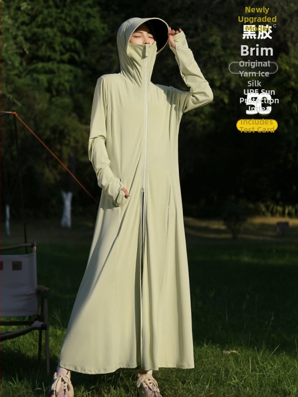 Дълга дамска наметалка за слънце с UV защита UPF50+, лятна дишаща Ice Silk тънка наметалка