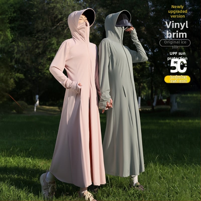 Дълга дамска наметалка за слънце с UV защита UPF50+, лятна дишаща Ice Silk тънка наметалка