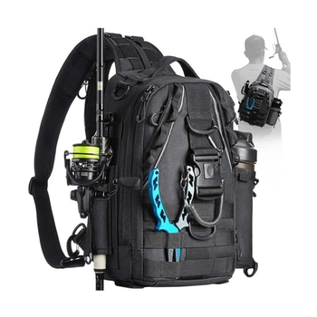 Rucsac de pescuit multifuncțional cu compartiment pentru undițe și accesorii, pentru relaxare și sport