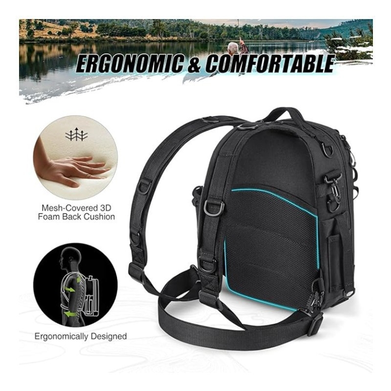 Rucsac de pescuit multifuncțional cu compartiment pentru undițe și accesorii, pentru relaxare și sport