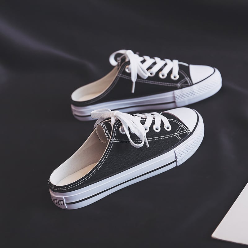 Ženske platnene tenisice slip-on, korejski stil, ravna peta, proljeće–ljeto 2023, casual i svestrane