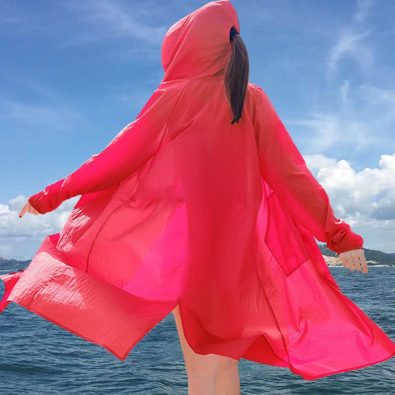 Ženska duga jakna s UV zaštitom, prozračna, za outdoor vožnju bicikom, lagana