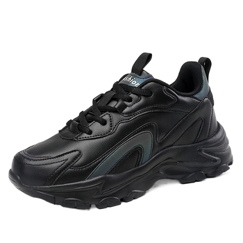 Ženske vodootporne tenisice crne sintetičke kože, za jesen/zimu, casual dad sneakers s mekanom potplatom