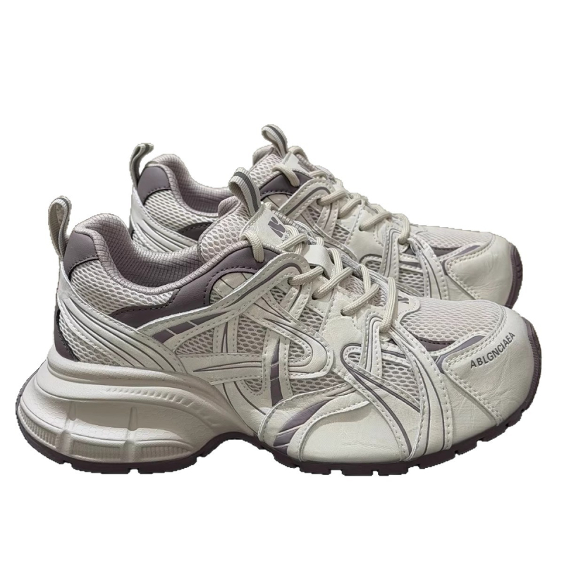 Ženske tenisice tipa dad sneakers od prave kože, proljeće 2026, svestrana debela potplata za povećanje visine, prozračan mrežasti gornji dio, casualsportska obuća