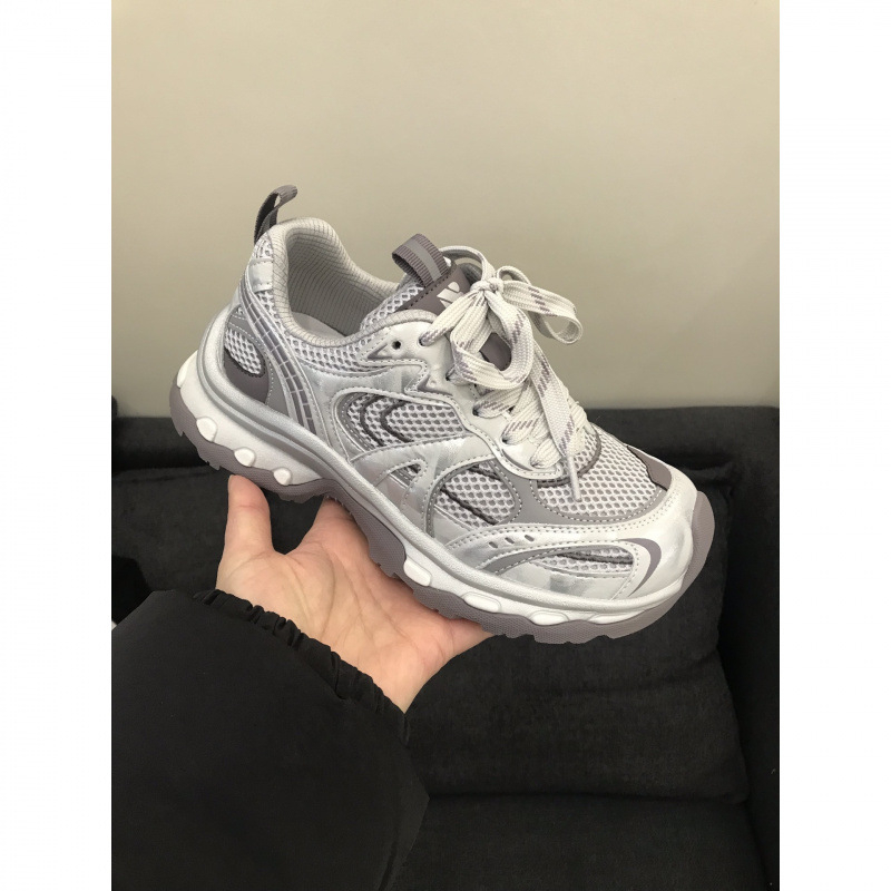 Tenisice za trčanje od prave kože s udobnim dojmom, ženski dad shoes stil, sportsko casual retro tenisice s debelim potplatom, Bxl62000