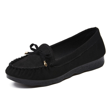 Ženske crne platnene cipele s ravnim potplatom, casual loafersi s protukliznom mekom potplatom