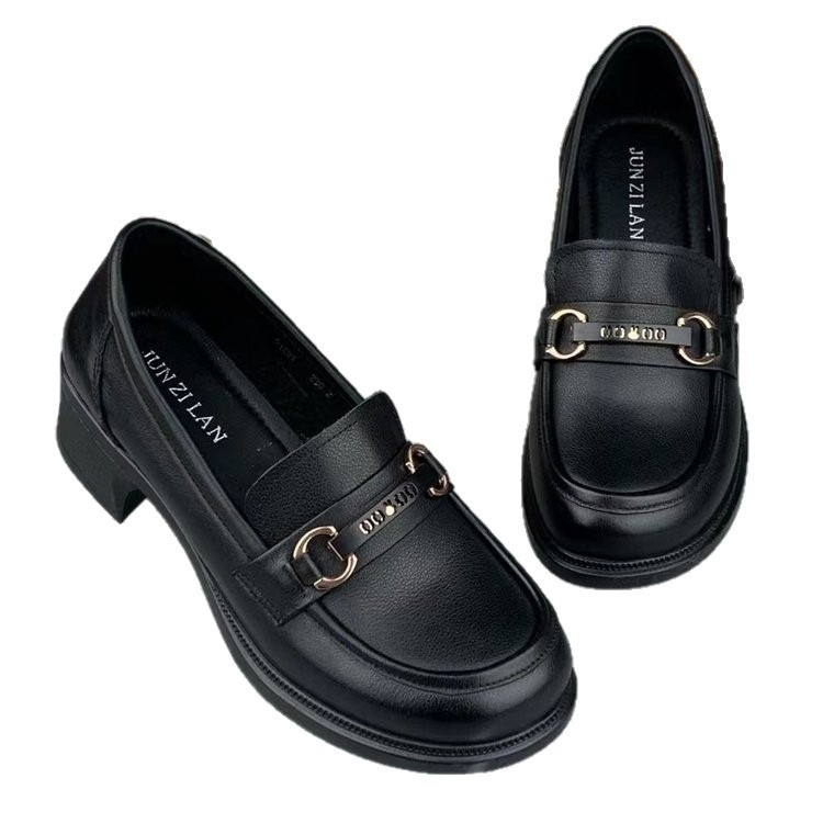 Ženske britskog stila loafer od mekane kože, srednji pet 3–5 cm, PU gornji dio, gumena potplat, Jesen 2025