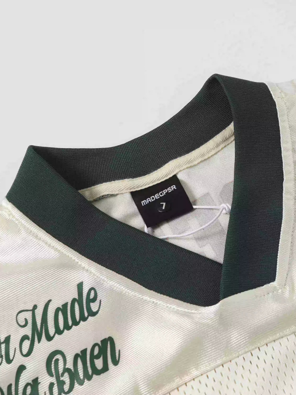 Ženski T-shirt s V izrezom, print s slovima, mrežasti prozračni materijal, slobodan kroj, ulični stil