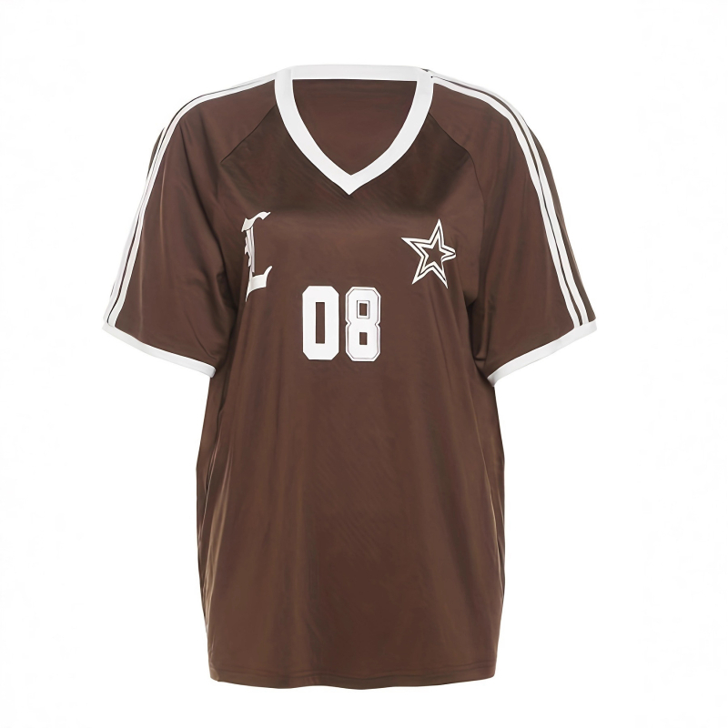 2025 ljeto Ženski T-shirt širokog kroja s natpisom slova, američki retro stil