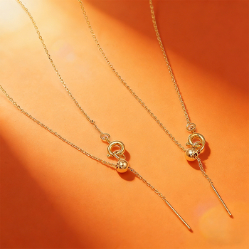 14K pravo zlato, prilagodljiva ogrlica s kuglicama u obliku O - DIY minimalistička i univerzalna ženska ogrlica