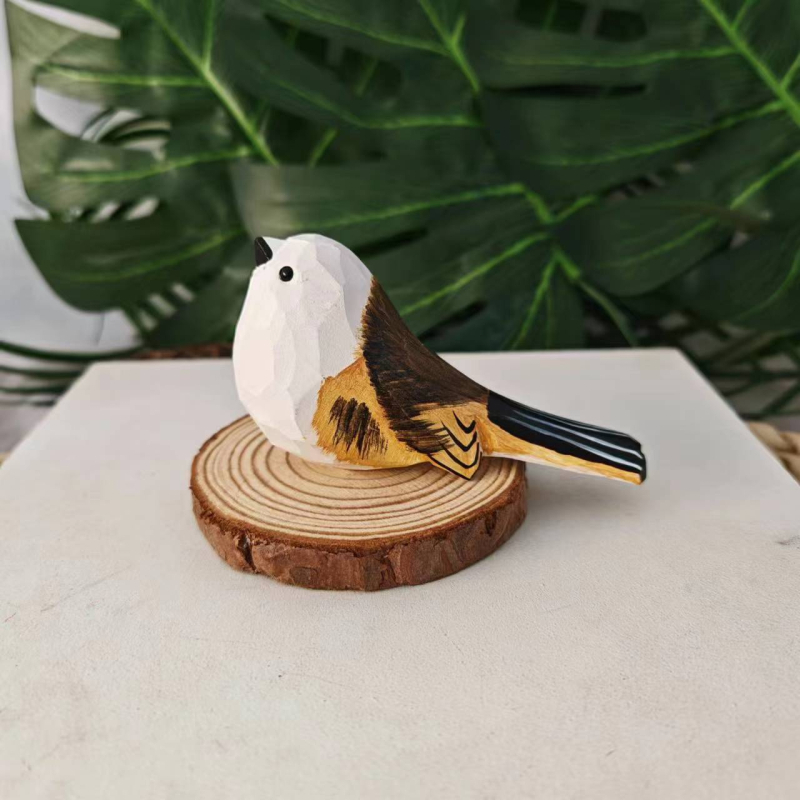 Drevená socha vtáka – dekoratív rezba z basswood, jednoduchý moderný štýl