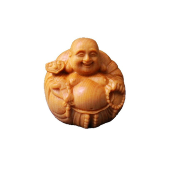 Cedrové drevo: ručne vyrezávaný Budha Maitreja, ozdoba do auta, harmonický usmievavý Budha, drevené umelecké dielo