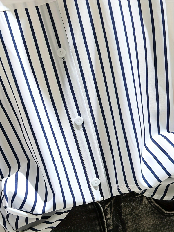 Ženska košulja s dugim rukavima u franuskog stilu s panelnim prugama, jesen nova, elegantna bijela bluza