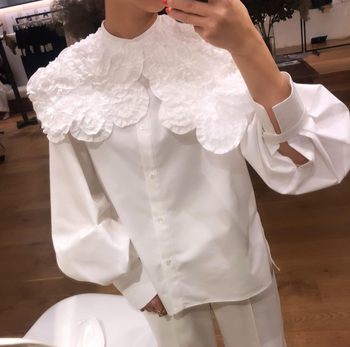 Tavaszi női ing nagy gallérral, laza szabású, elegáns babydoll felső