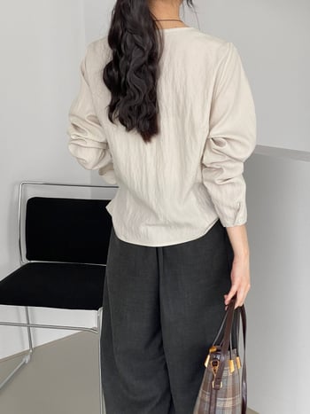 Ženska košulja od Lyocell s pojasom, remenom, korejski stil, uredski top, vitka silueta, 5039