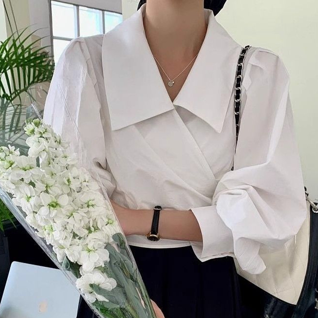 Ženski top u proljetnom stilu s francuskim prizvukom, elegantan dizajn, nišni stil, vezica s mašnicom, kratki kroj
