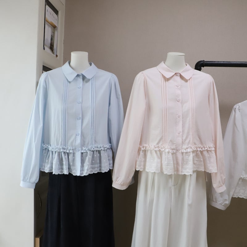 Bluza s plisiranjem i naborima na rukavima, korejskog stila, proljeće 2026, za žene, 6016, pamuk‑poliesterska smjesa