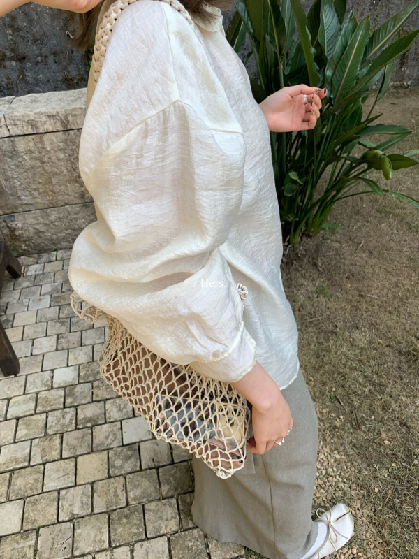 Hers2026 Rana proljeća: korejski stil, jednostavna i elegantna jacquard-bluza s labavim krojem i dugim rukavima za žene