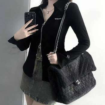 Proljetno-jesenski uski top s patentnim zatvaračem i polo ovratnikom, dugih rukava, uski kroj, elegantan butik dizajn
