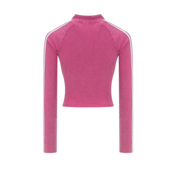 Ženski crop top s dugim rukavima i stojećim ovratnikom, američki vintage stil, jesen 2025, uski kroj, sportski top s pola zipom