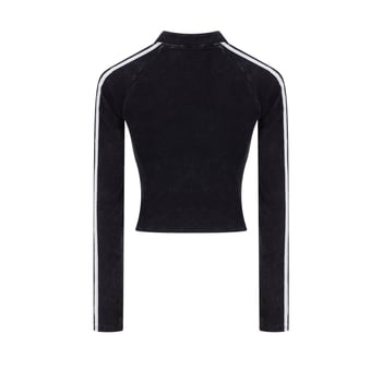 Ženski crop top s dugim rukavima i stojećim ovratnikom, američki vintage stil, jesen 2025, uski kroj, sportski top s pola zipom