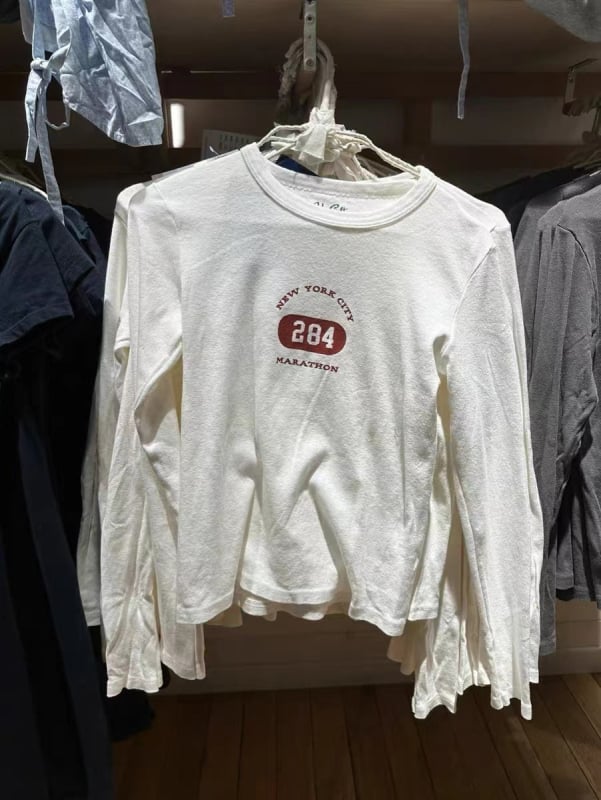 BM stil ženska pamuk majica s dugim rukavima, okrugli izrez, natpis slovima, uski kroj, casual svakodnevna majica