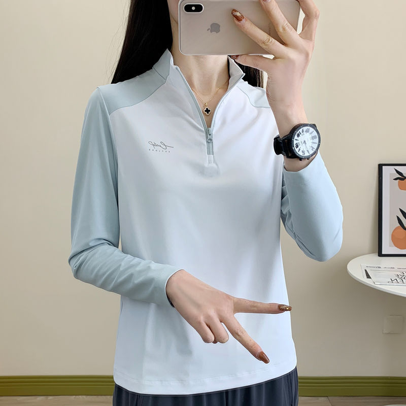 Ženski patchwork sportski top za jogu sa stojećim ovratnikom, dugi rukav, casual stil, poluotvoren kardigan