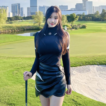 Ženski golf majica s dugim rukavima, okrugli ovratnik, sportsko ležerni stil, brzo suši, prozračna, elastična, udobna