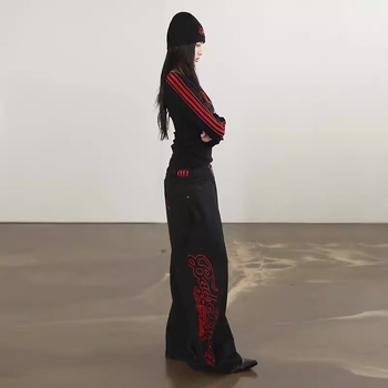 Badblood BCAC serija ženska majica s V izrezom, dugi rukavi, pamuk, američki retro stil, osnovni top