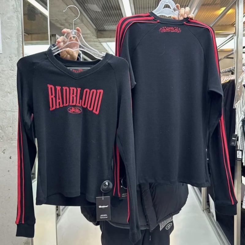 Badblood BCAC serija ženska majica s V izrezom, dugi rukavi, pamuk, američki retro stil, osnovni top