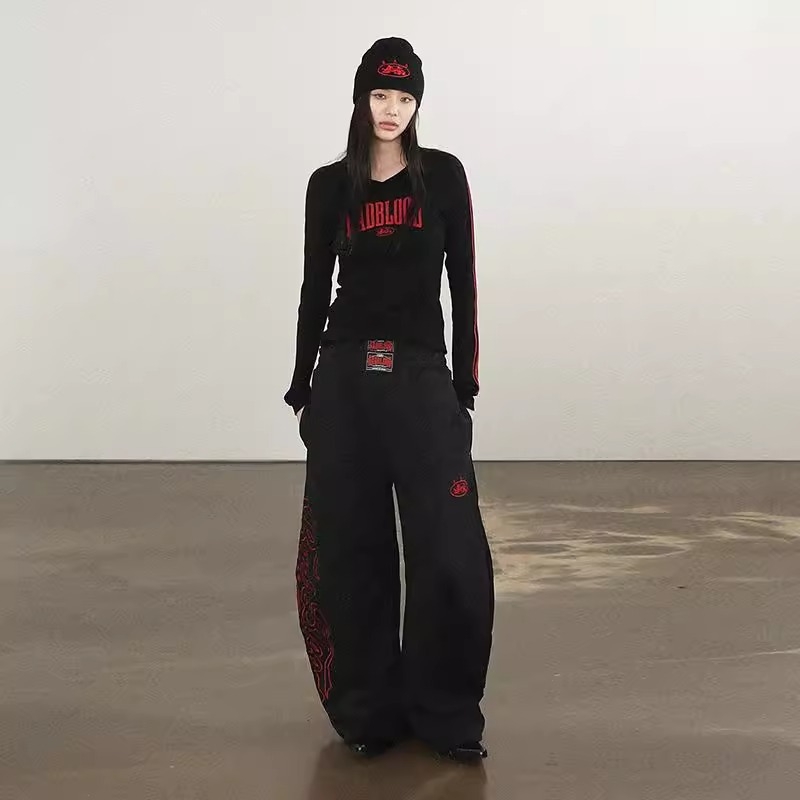 Badblood BCAC serija ženska majica s V izrezom, dugi rukavi, pamuk, američki retro stil, osnovni top