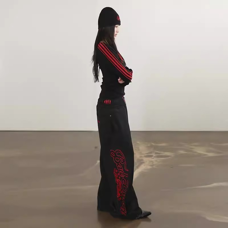 Badblood BCAC serija ženska majica s V izrezom, dugi rukavi, pamuk, američki retro stil, osnovni top