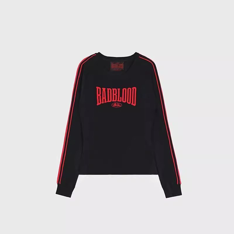 Badblood BCAC serija ženska majica s V izrezom, dugi rukavi, pamuk, američki retro stil, osnovni top