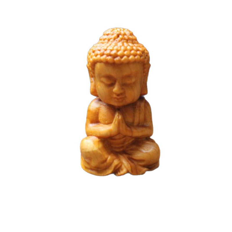 Cyprusové drevo: Ručne vyrezávaný prívesok – Malý Tathágata Buddha